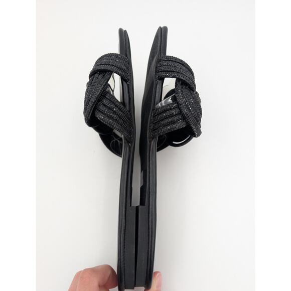 Abound Imani Flat Sandals Rhinestone Slip-On Women's Black Size US9.5 EU40 - Picture 6 of 11